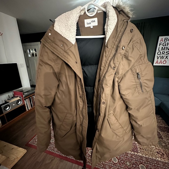 Frank and Oak Men's Brown Parka Jacket - Picture 1 of 7